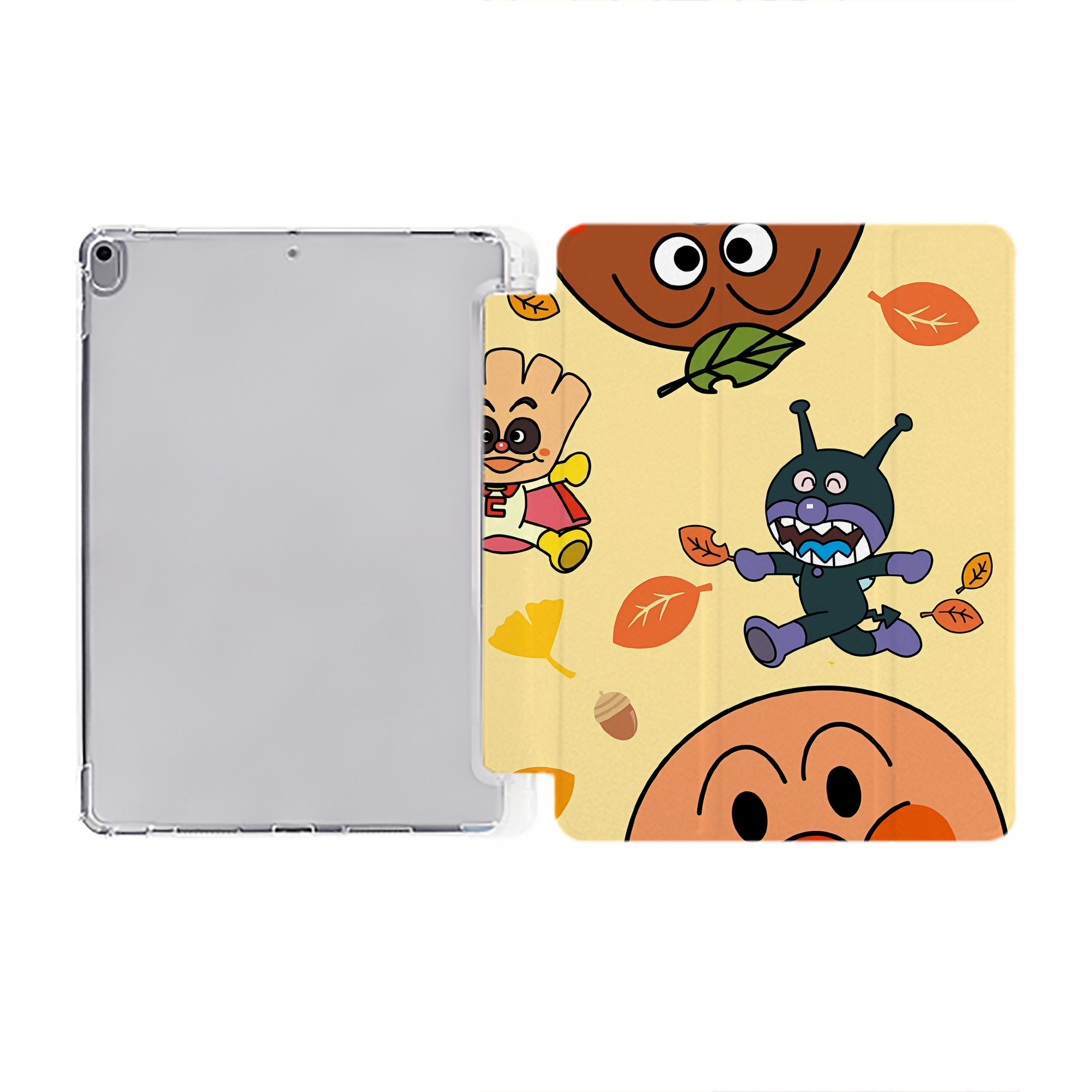 （画像用） アンパンマン Anpanman IPad ケース ペン収納付き 三つ折りスタンド PUレザー×シリコン 対応機種9.5/10.5/10.9インチ